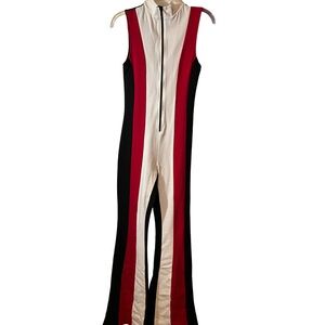 BRAND NEW!! Fashion Nova Sleeveless Colorblock Jumpsuit in Red, Black & Cream